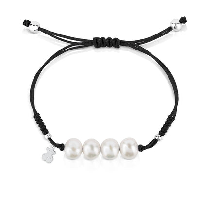 Silver Pearls Bracelet with Bear motif |