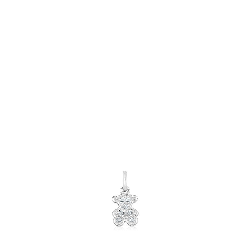 8 mm white gold bear pendant with diamonds Icon Gems