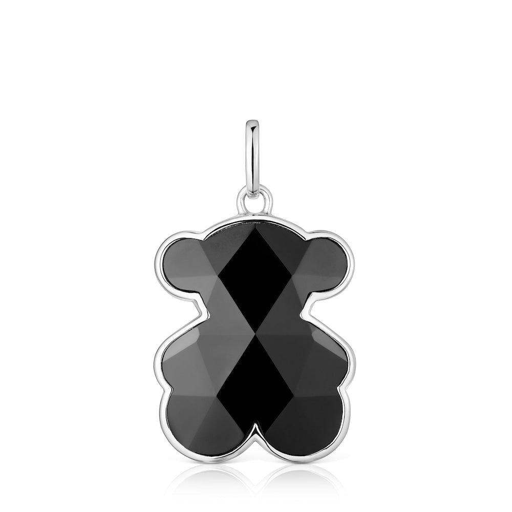 Medium silver Pendant with onyx bear motif in onyx  Icon Color