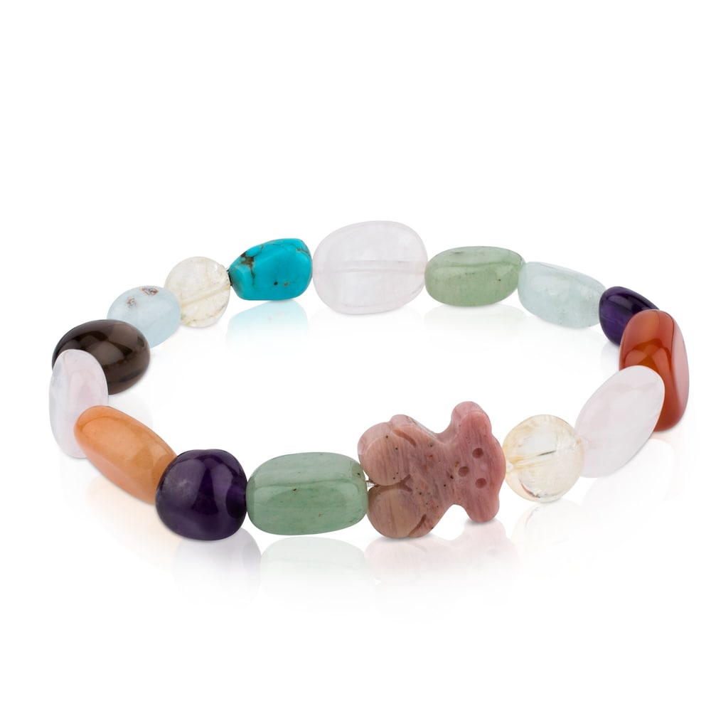Silver   Color Bracelet with rhodonite |