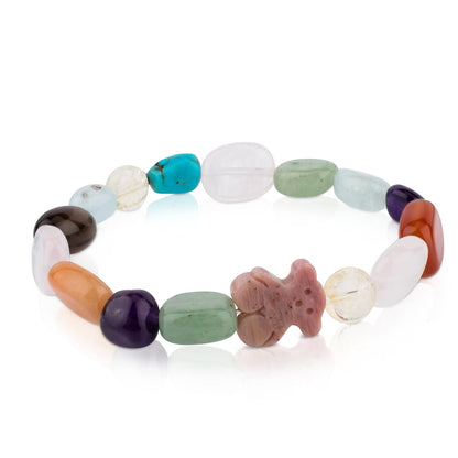 Silver   Color Bracelet with rhodonite |