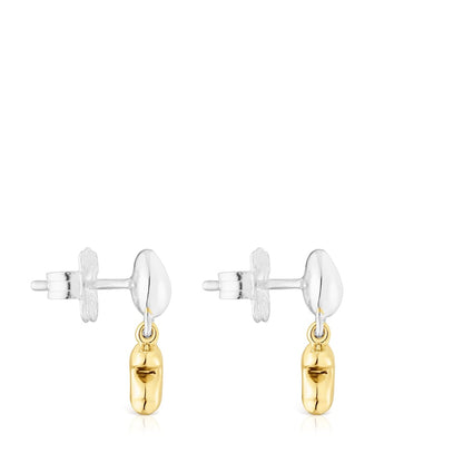 Short two-tone Joy Bits Earrings with bear |