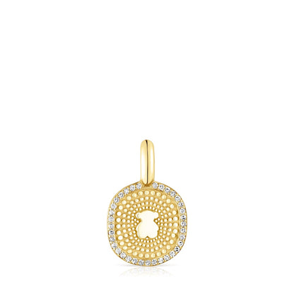 Gold Oursin Pendant with 0,09ct diamonds
