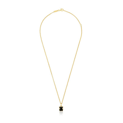 Short 18kt gold plating over silver Necklace with onyx bear motifs TOUS Icon Color |