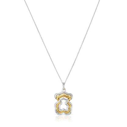 Triple two-tone Bickie bear necklace