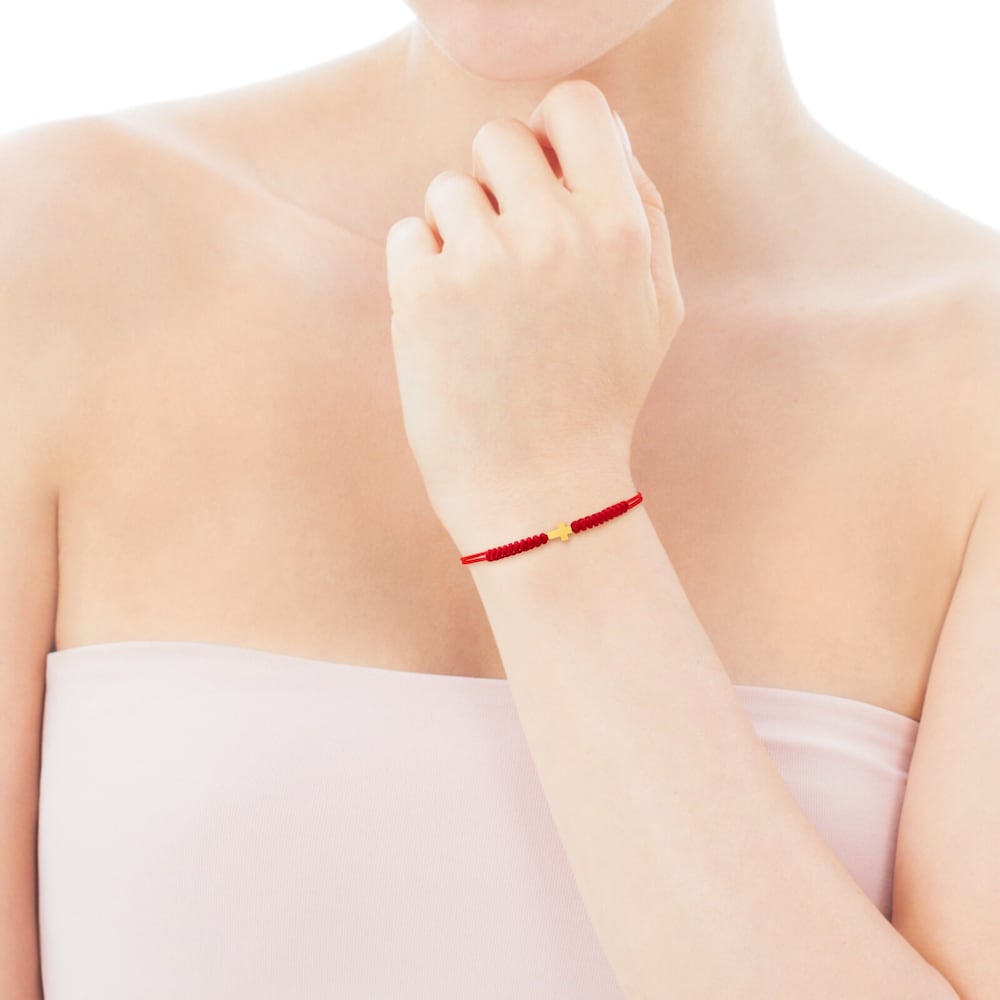 Red Cord and Gold Sweet Dolls XXS cross Bracelet |