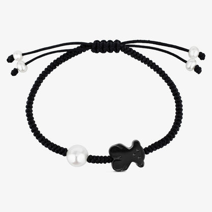 Onyx and pearl Tibet Bracelet with Bear motif