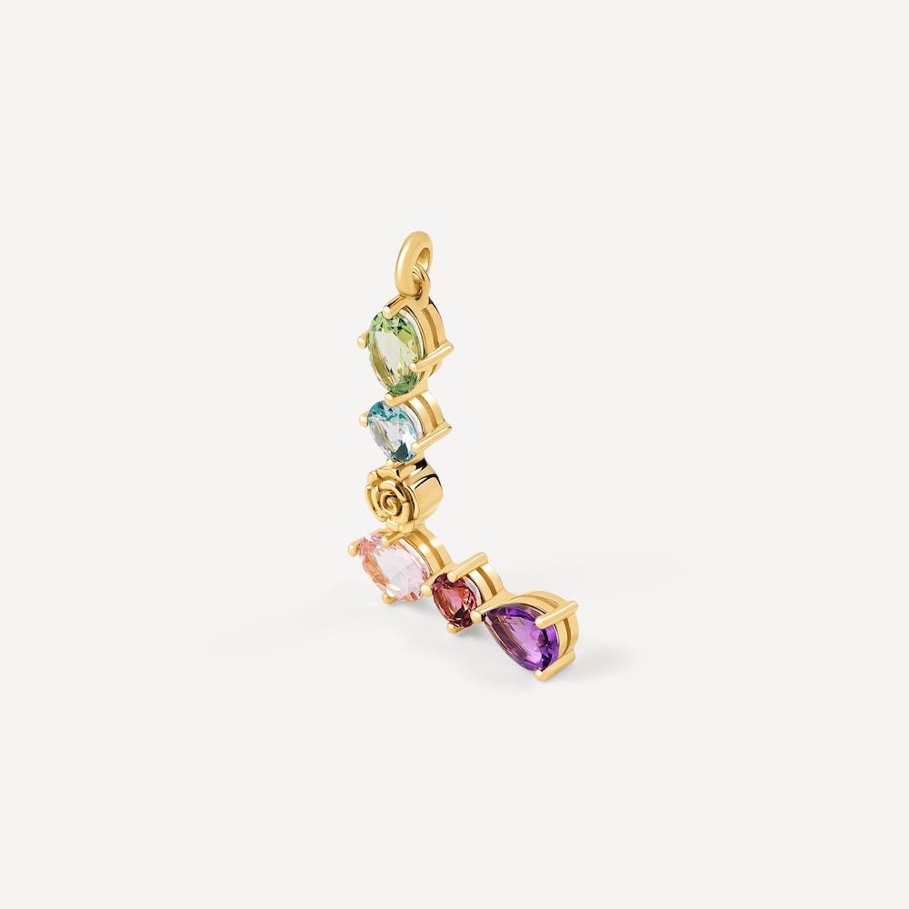 Letter L Pendant with gemstones ATELIER