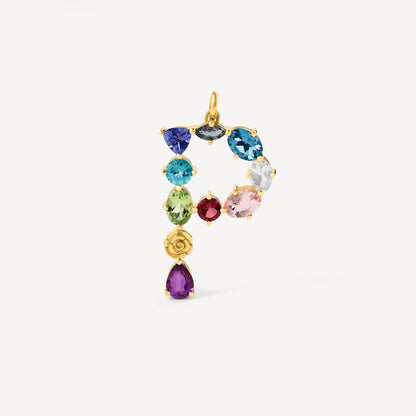 Letter P Pendant with gemstones ATELIER