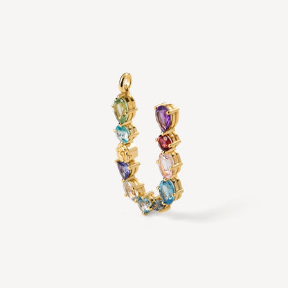 Letter U Pendant with gemstones ATELIER