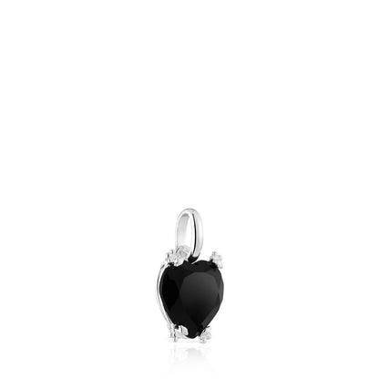 Silver Color Pills Heart pendant with onyx |