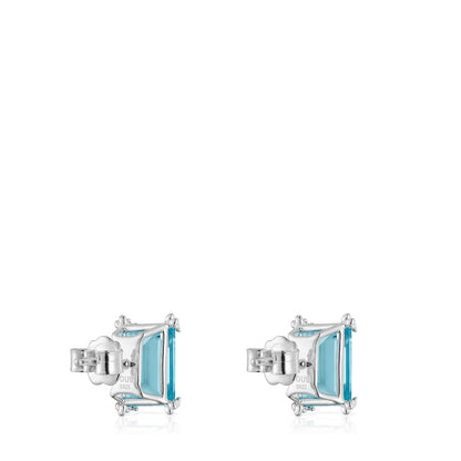 Silver Heart earrings with topaz Color Pills |