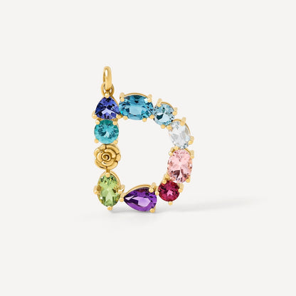 letter D Pendant with gemstones  ATELIER