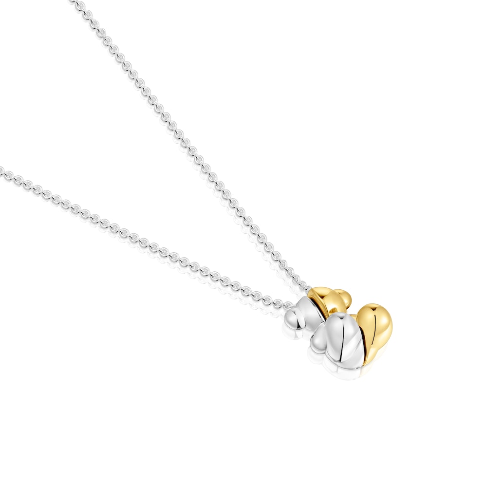 Short two-tone bear Double necklace My Other Half |