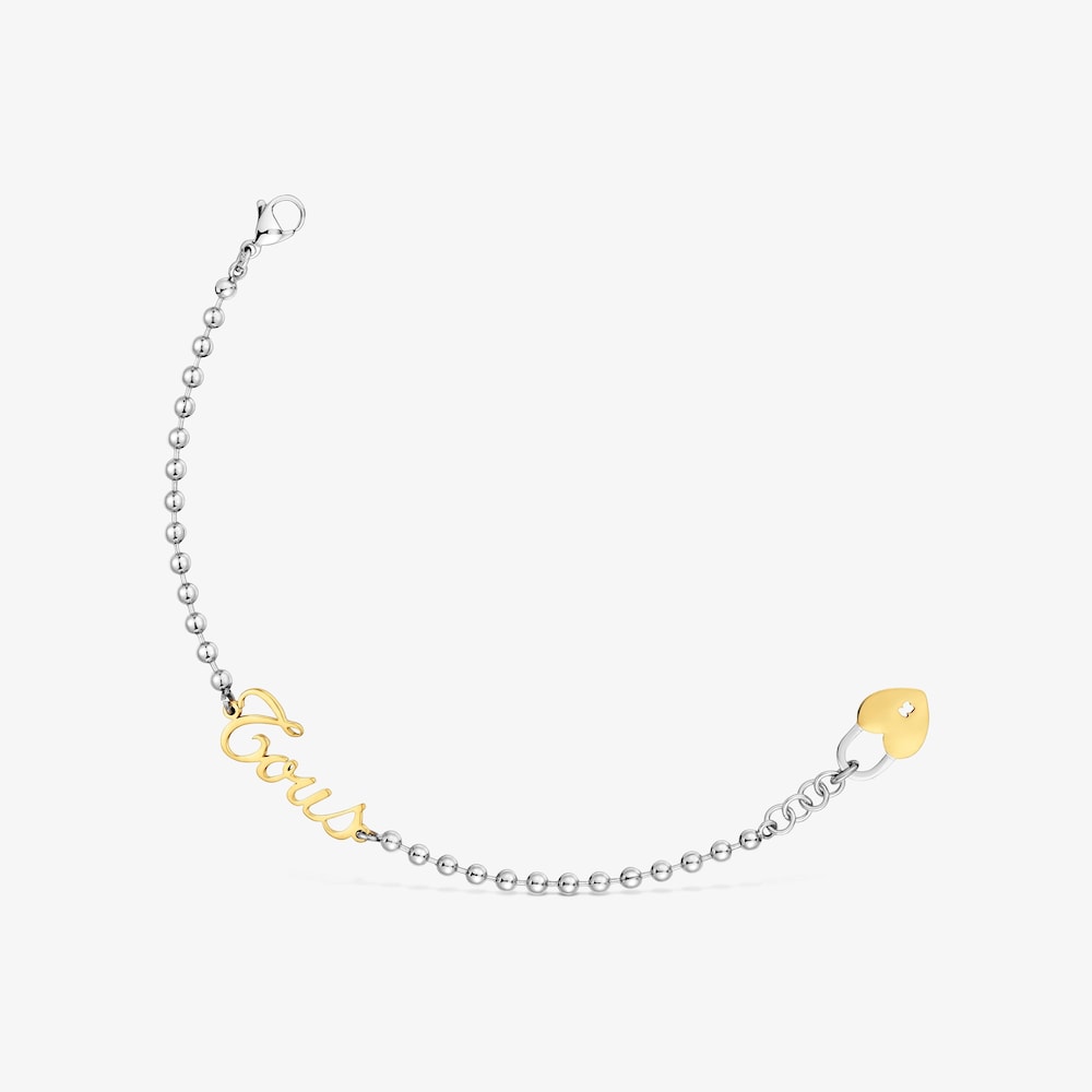Two-tone steel Chain bracelet with heart charm