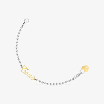 Two-tone steel Chain bracelet with heart charm