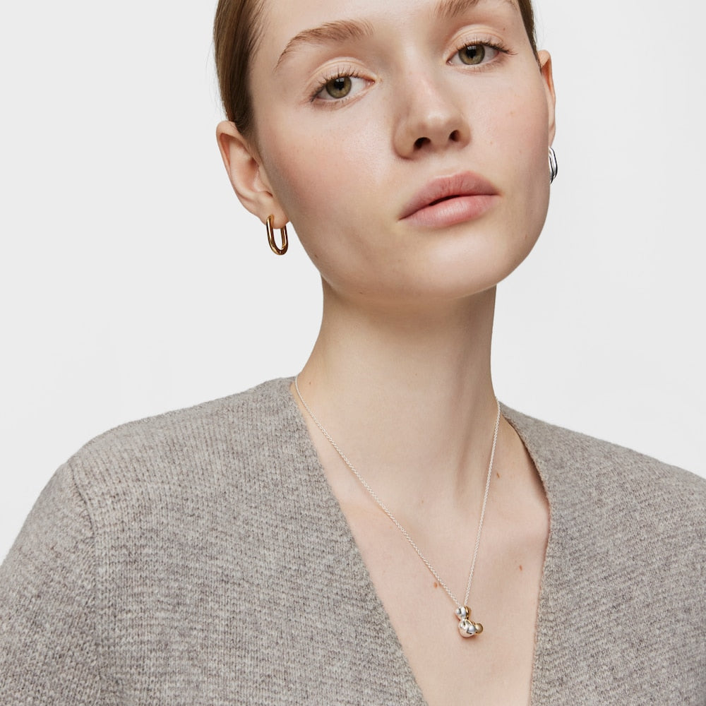 Short two-tone bear Double necklace My Other Half |