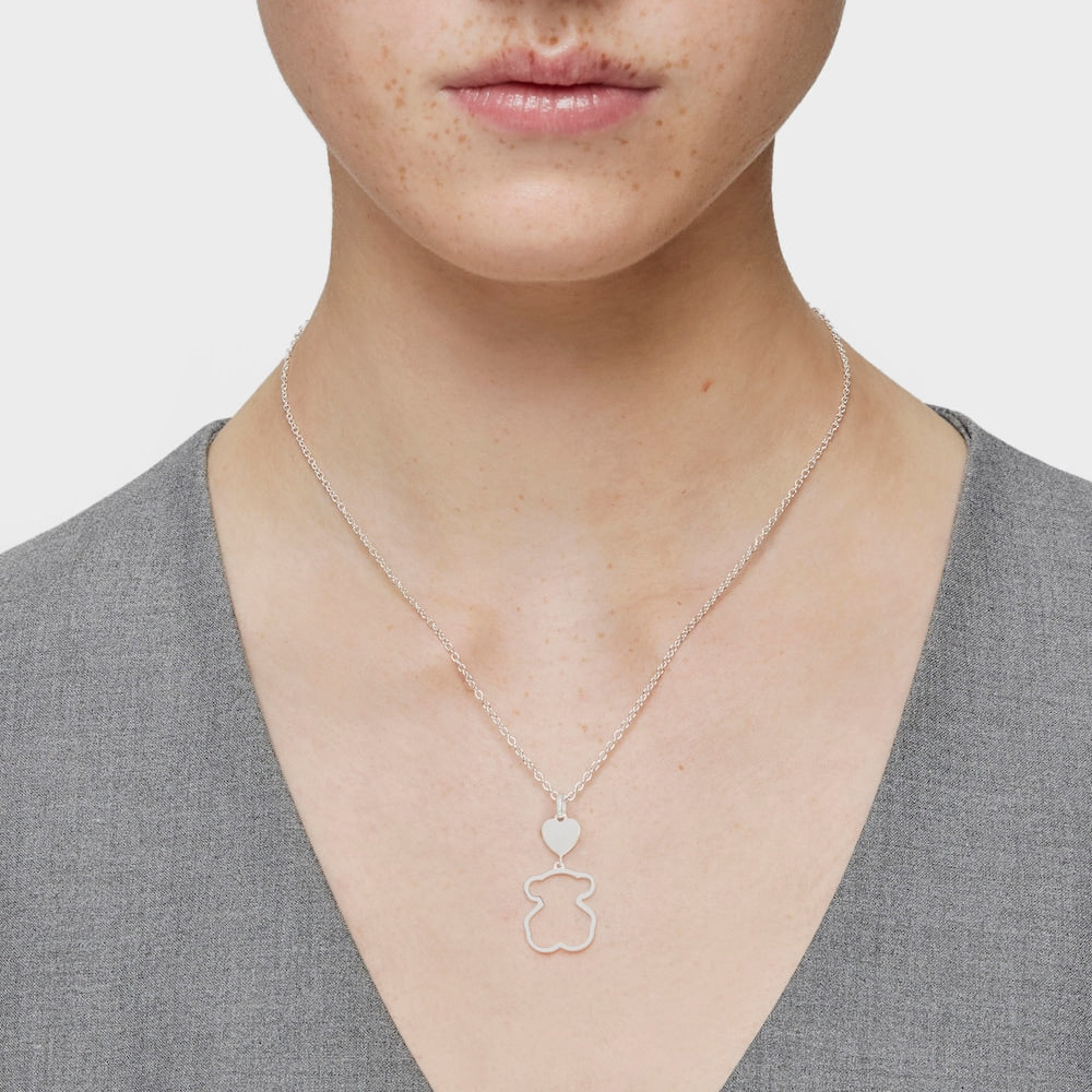 Silver New Silueta Necklace Bear motif |