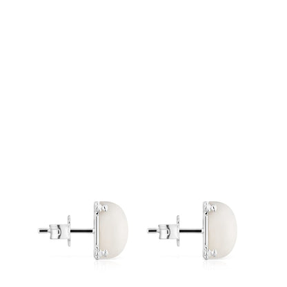 Silver Color Pills Earrings with mother-of-pearl |