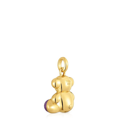 Silver vermeil Bold Bear pendant with amethyst |