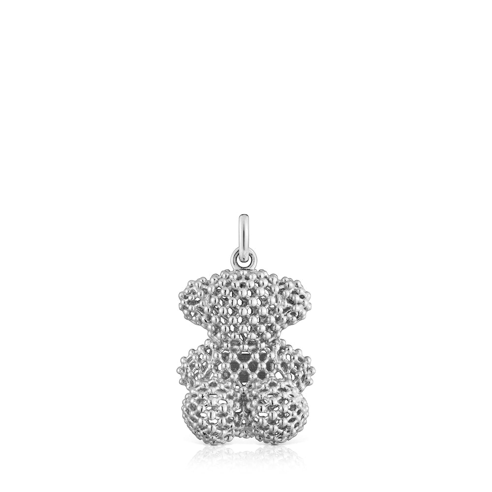 Medium texturized white gold bear Pendant Bold Bear