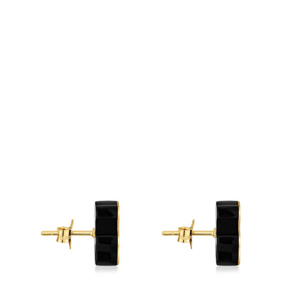 Gold bear Earrings with onyx 1950 |
