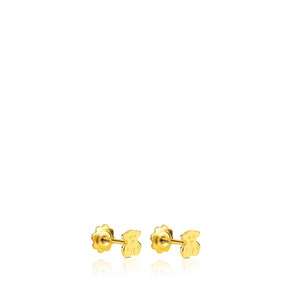 Gold   Baby earrings Bear motif |