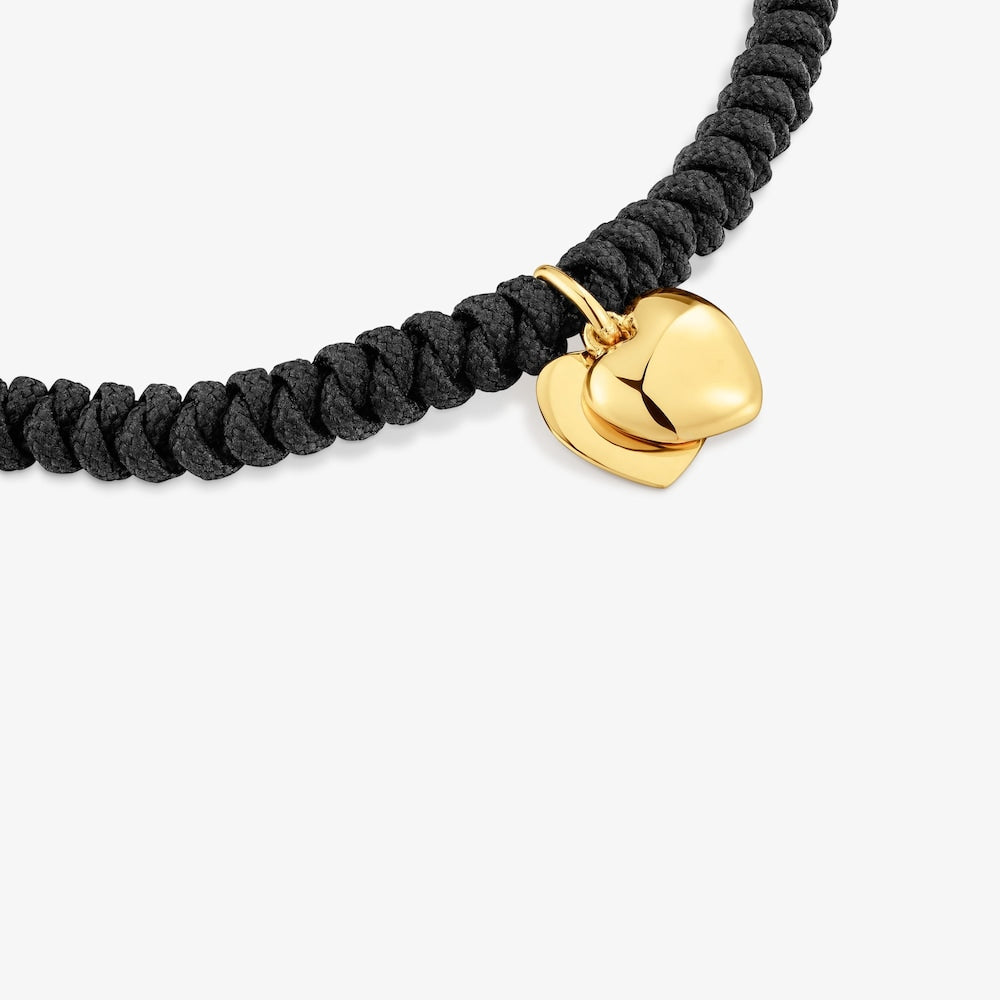 solid  black nylon double-heart Bracelet Flechazo