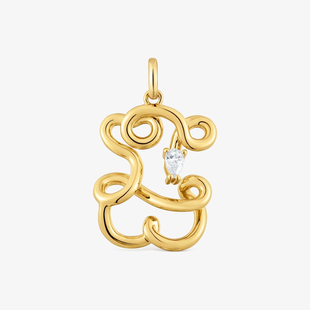 22 mm bear Pendant with  vermeil and laboratory-grown Lio LGD