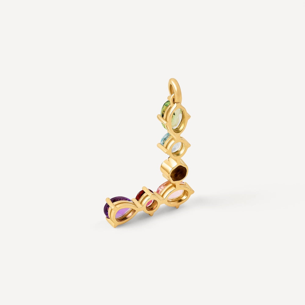 Letter L Pendant with gemstones ATELIER