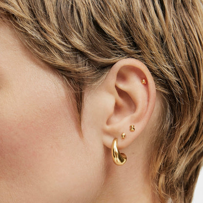 Pack of Balloon Ear piercings in gold-colored IP steel |