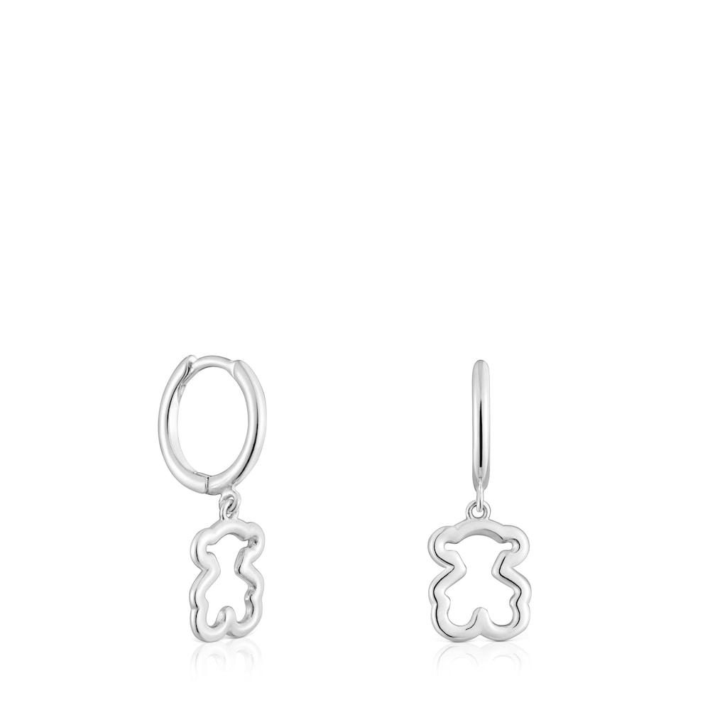 Silver Hoop earrings with bear motif New Silueta |