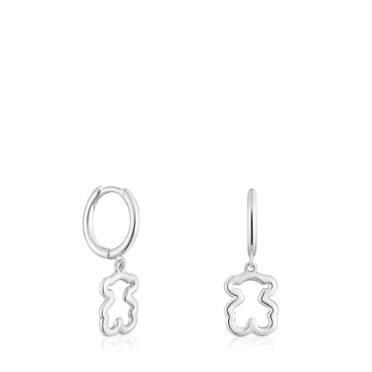 Silver Hoop earrings with bear motif New Silueta |
