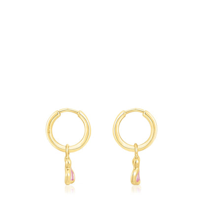 Silver vermeil Gregal pink bear hoop earrings |