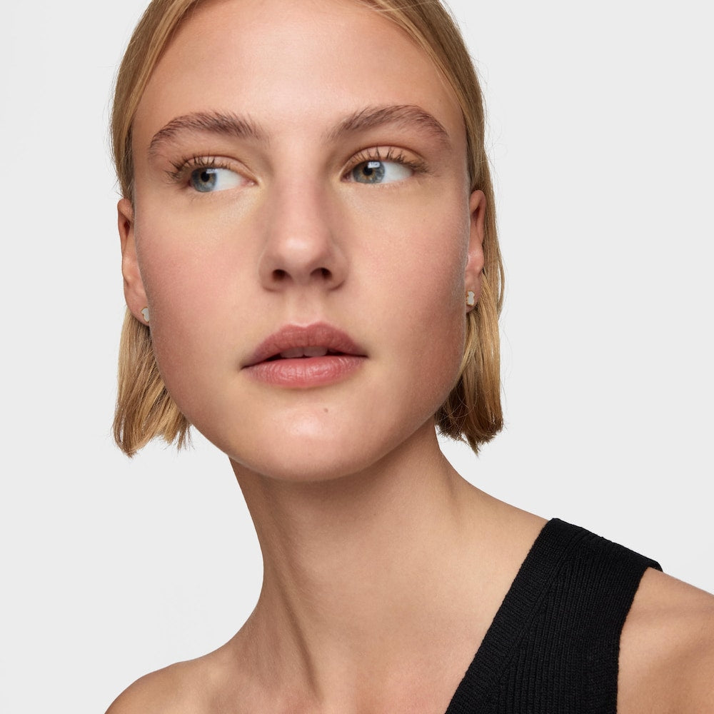 14kt gold Bear earrings with mother-of-pearl XXS |