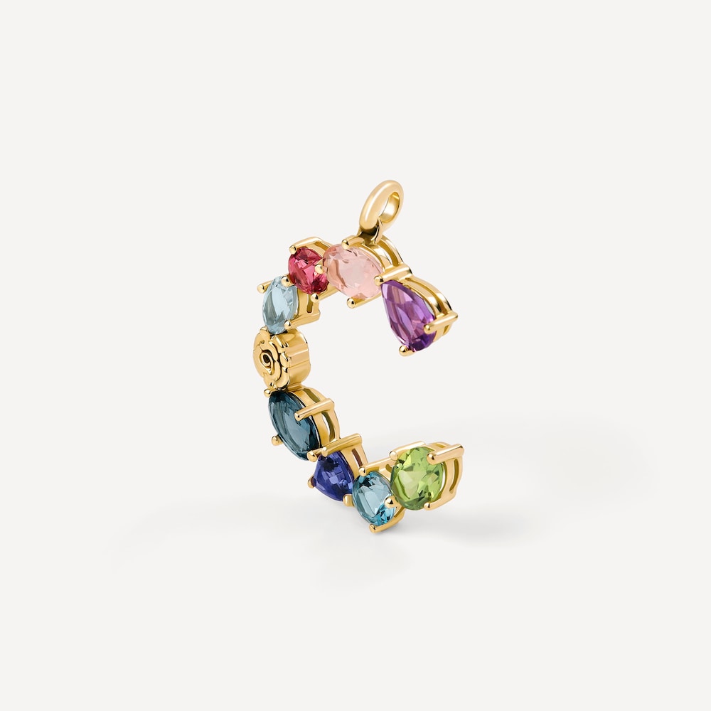 Letter C Pendant with gemstones ATELIER