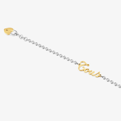 Two-tone steel Chain bracelet with heart charm