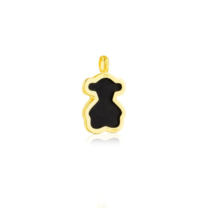 Vermeil Silver Bear Pendant with Onyx