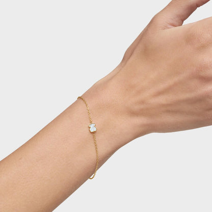 14kt gold Chain bracelet with mother-of-pearl XXS