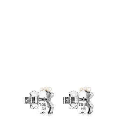 Silver Real Sisy bear Earrings with Pearls |
