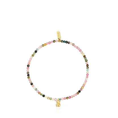 18kt gold plating over silver elastic Bracelet with tourmalines Bold Bear