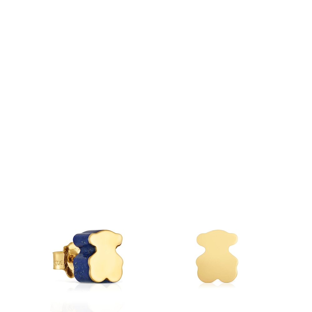 Gold bear Earrings with lapis lazuli 1950