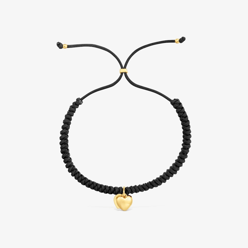 solid  black nylon double-heart Bracelet Flechazo