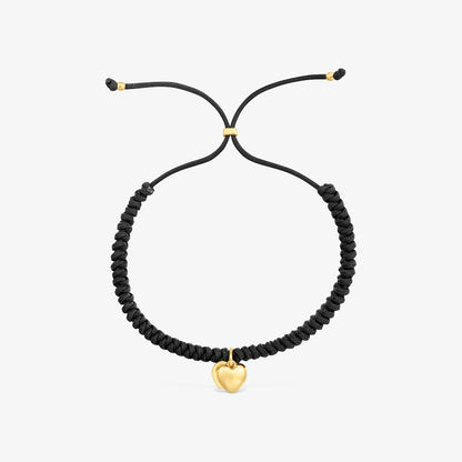 solid  black nylon double-heart Bracelet Flechazo