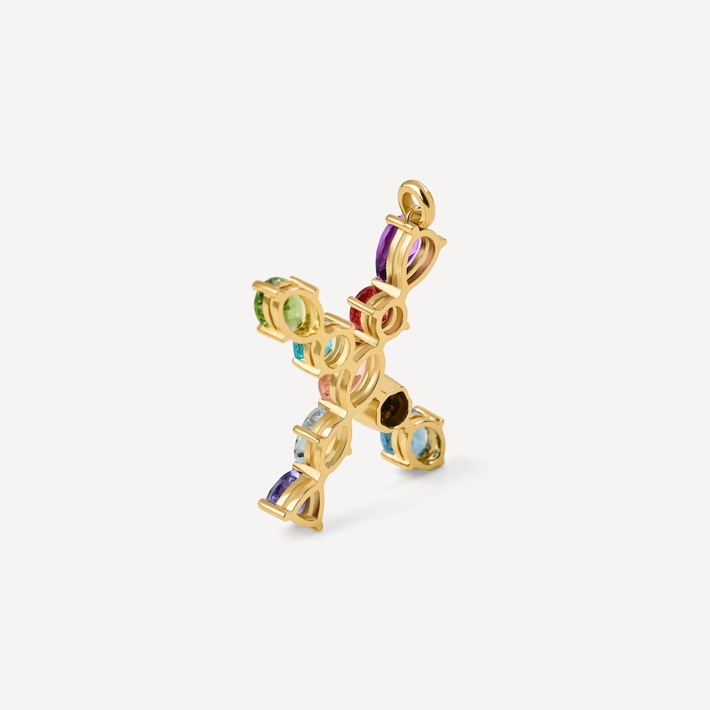 Letter X Pendant with gemstones ATELIER