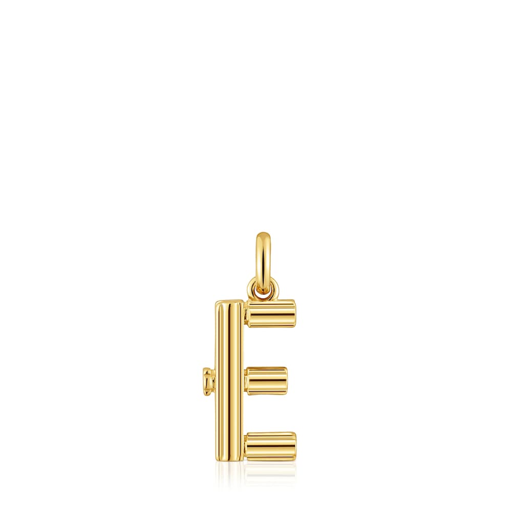 Medium 18kt gold plating over silver letter E Pendant   Alphabet |