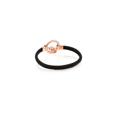 Medium Rose Vermeil Silver and black IP Steel  Hold Bracelet