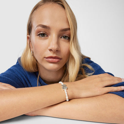 Pearls Sweet Dolls Bracelet with Silver Bear motif