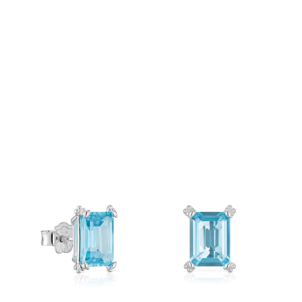 Silver Heart earrings with topaz Color Pills |