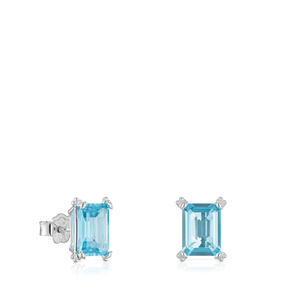 Silver Heart earrings with topaz Color Pills |
